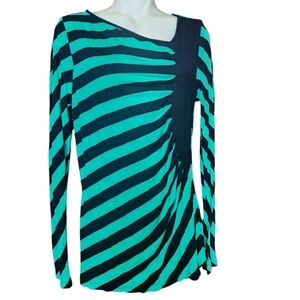 Striped Asymmetrical very beautiful long-sleeved blouse
